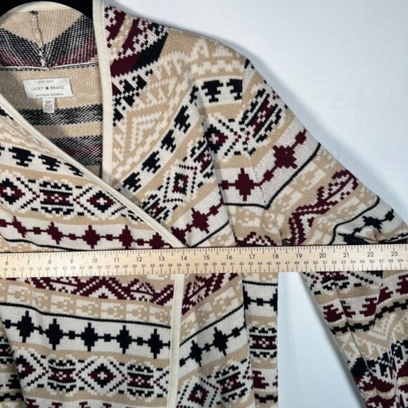 NWT LUCKY BRAND Aztec‎ Jacquard Open Front Long Sleeve Knit Cardigan Size S - Picture 9 of 15